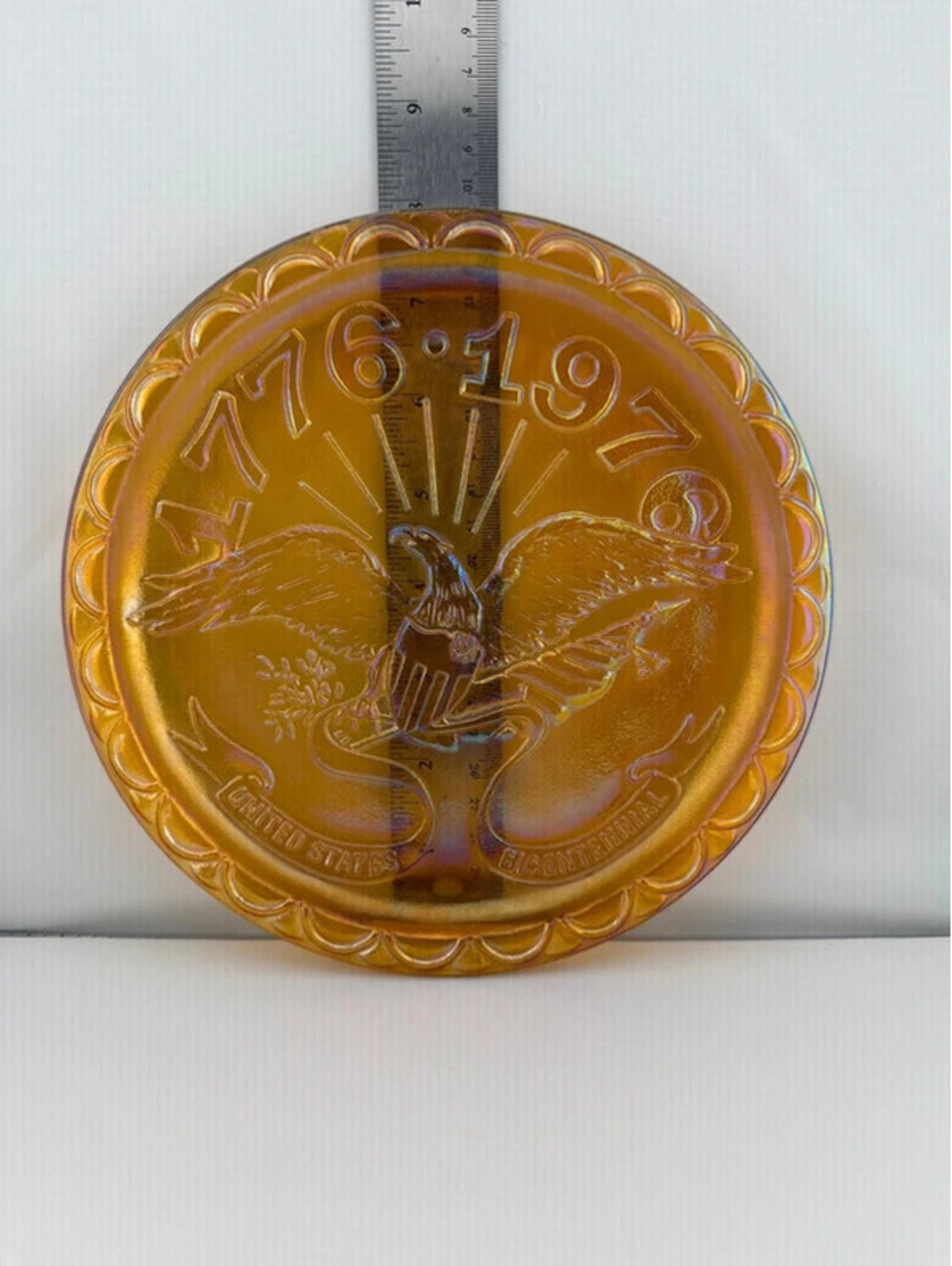 Vintage Fenton 1776–1976 United States Bicentennial Eagle Carnival Glass Plate